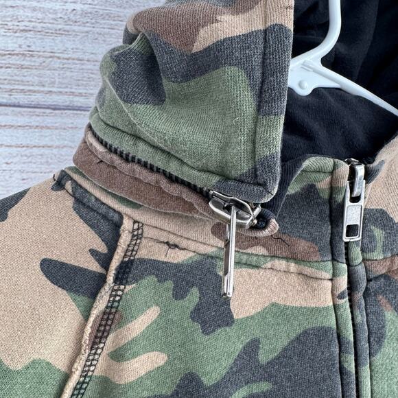 Vintage Fallen Skate Camo Full Zip Removable Hood Hoodie Sweatshirt Mens S Green - Picture 4 of 11